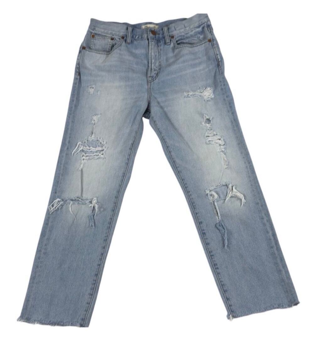 Madewell The Perfect Vintage Jeans Distressed Crop Light Wash Size 28 TINY FLAW